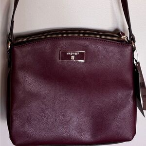 Nine West Burgundy Crossbody Bag NWT Gold Hardware Adjustable Strap